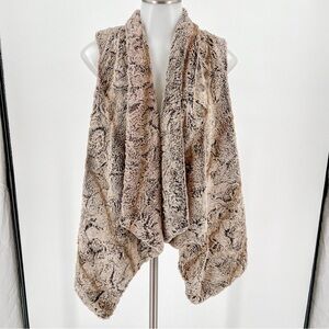 The Limited Faux Fur Brown Open Front Asymmetrical Vest